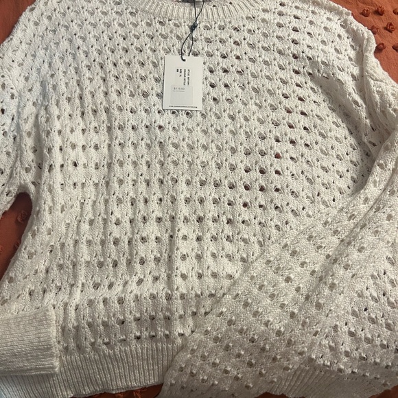 John + Jenn Cream Open-Knit Crew Neck Sweater - Picture 2 of 2
